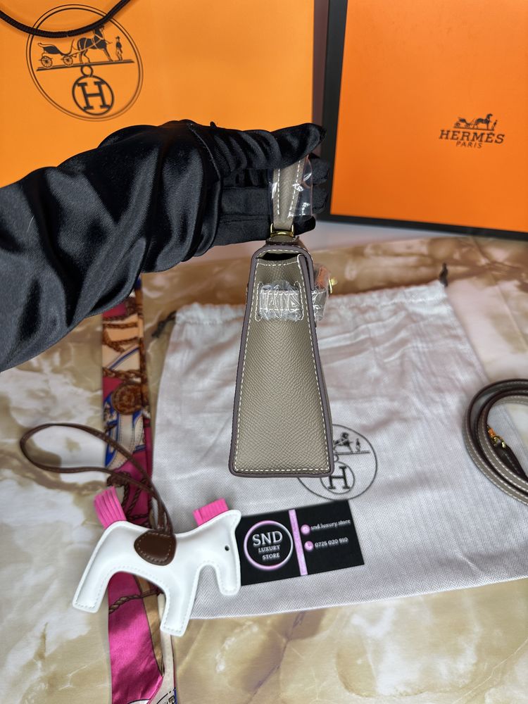Geanta de lux HERMES Kelly mini 19 20 cm piele naturala 100% cadou (25