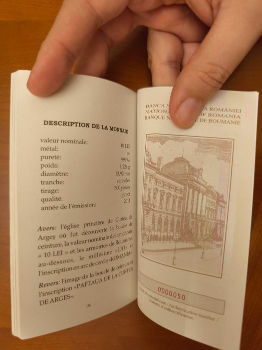 Moneda de aur BNR :  Paftaua de la Curtea de Argeş