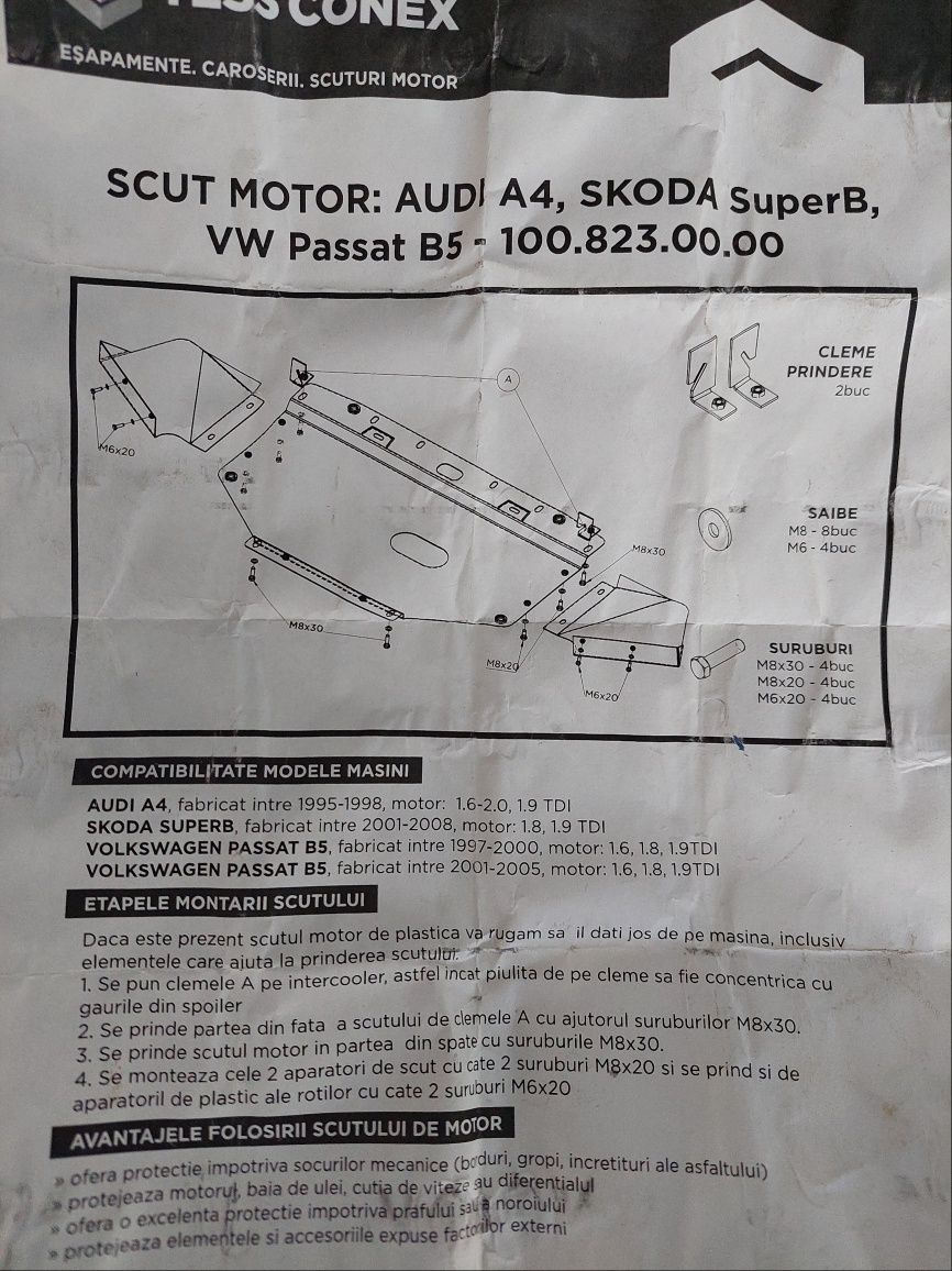 Scut metalic motor+cutie viteze VAG