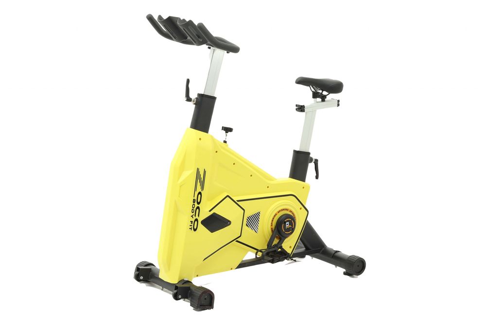 Bicicleta spinning, Zoco Body Fit® DGDC003, Volanta 13 kg, Galben