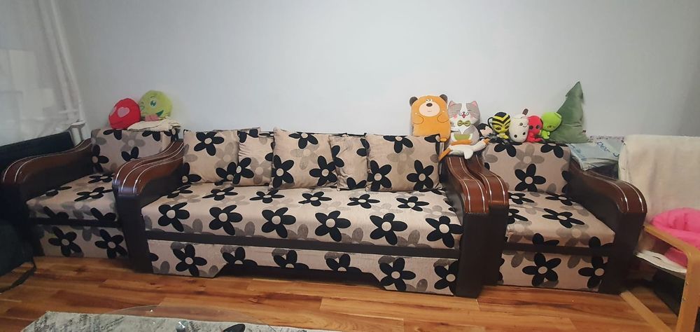 Set canapea extensibila si 2 fotolii