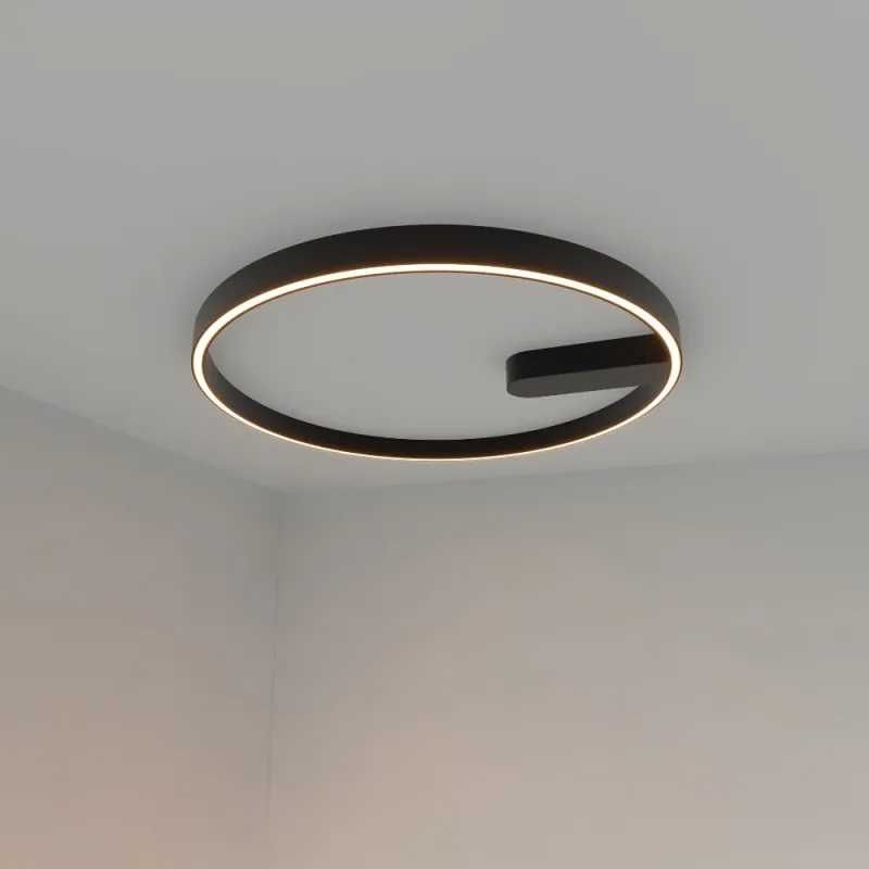 Черен кръгъл LED плафон Minimal