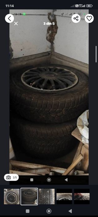 Jante de tablă cu cauciucuri de iarna în stare foarte bună