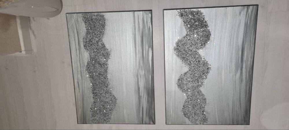 Tablou vopsea acrilica si sticla sparta