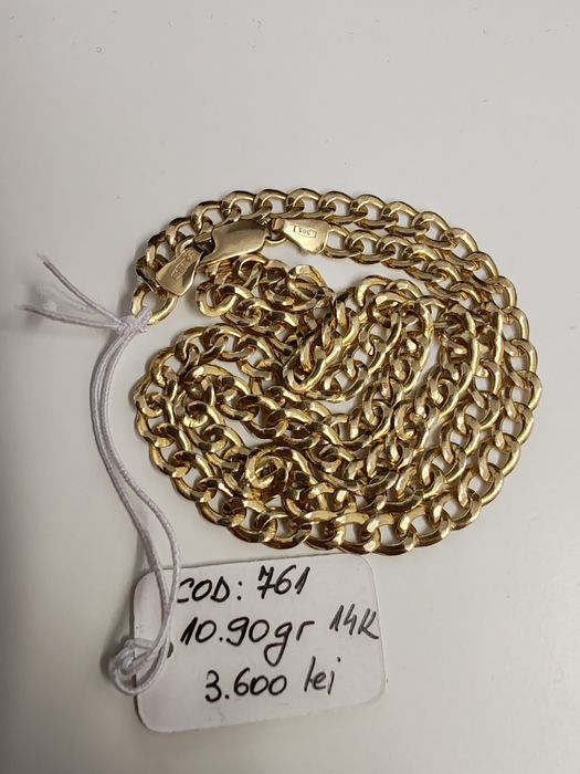 Lanț model cuban zale mici Aur 14k Gr 10,90 cod unic 761 lungime 22 cm