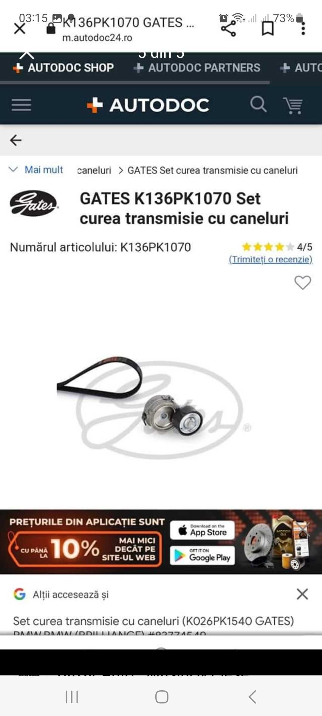 Distribuție plus curea accesorii Peugeot Citroen Opel