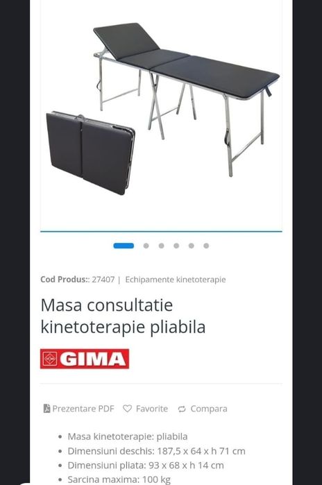 Masa consultație kinetoterapie pliabila