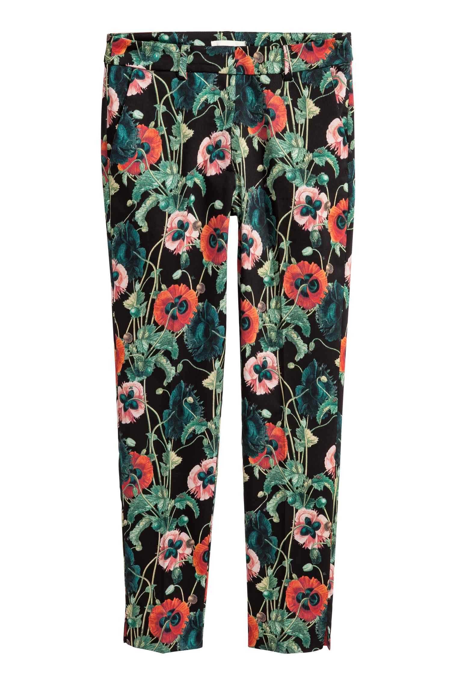 Pantaloni H&M cu print floral, măsura 38