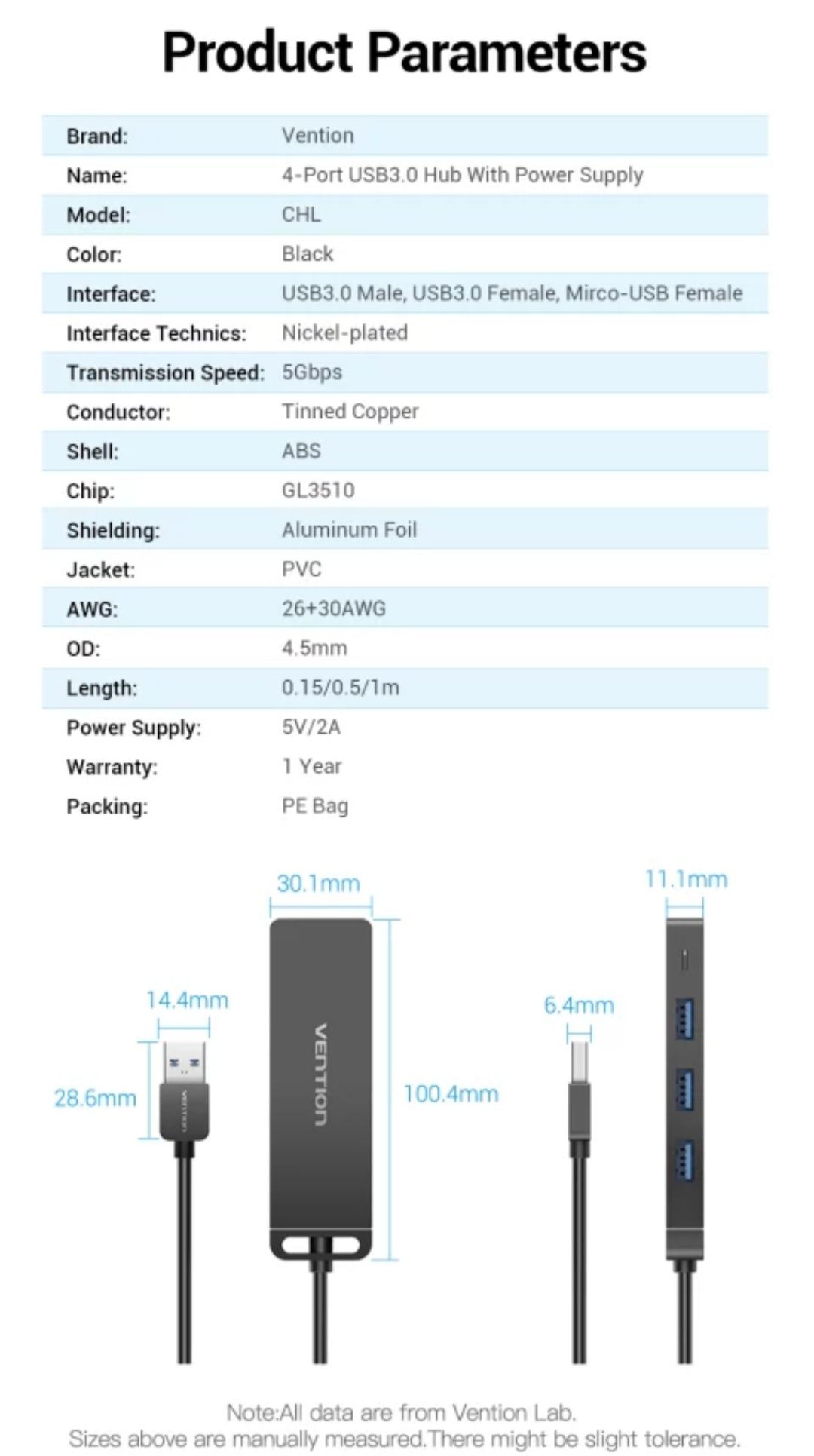 VENTION 4-портов USB 3.0 хъб