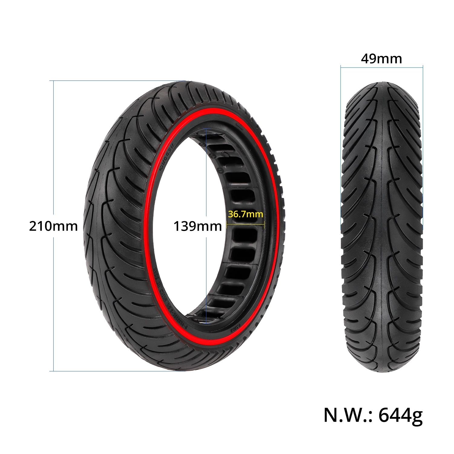 Плътна Гума Непукаща 8 1/2 x 2 за Ел Тротинетки Xiaomi m365 pro и др.