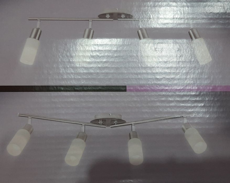 Plafoniera cu 4 becuri,4x E14, 4x 5.5 W, IP20,Otel/Crom, Sticla, Nou!