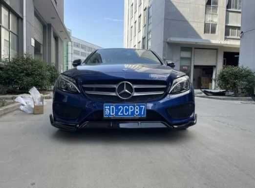 Добавка предна броня за Mercedes W205 C-class 2015г-2018г черен гланц