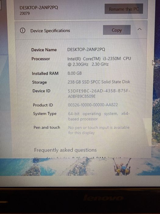 Лаптоп Lenovo G570 i3-2350M /8GB RAM/240GB SSD