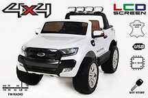 Masinuta electrica pentru 2 copii Ford Ranger 4x4 cu LCD #White Matt