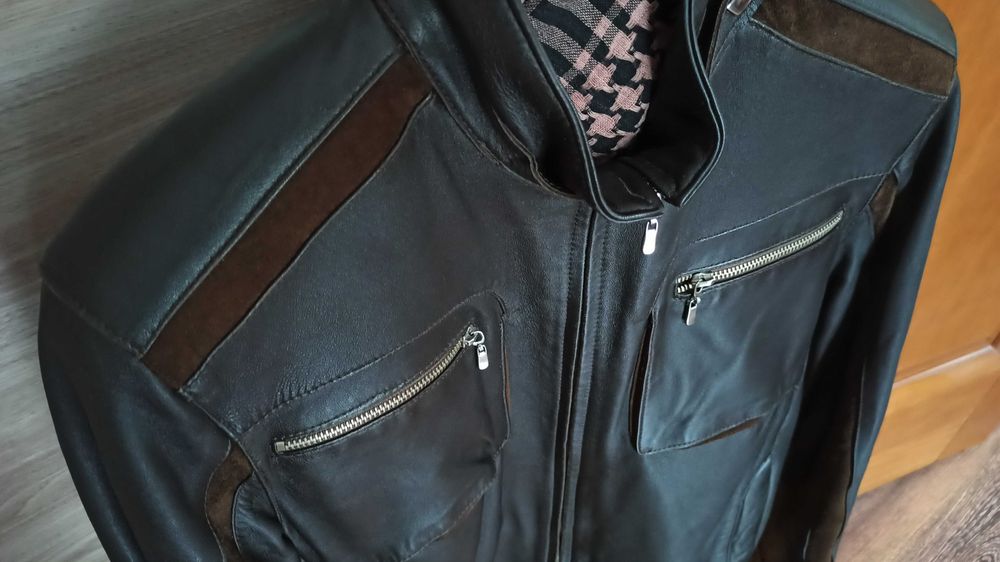 Мужская куртка из натуральной кожи на стройного парня 46 (S).