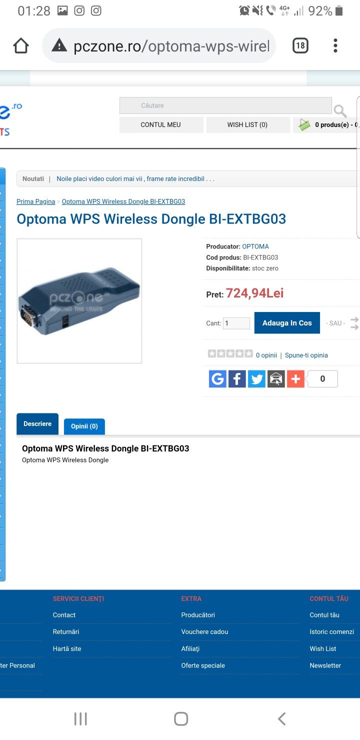 Optoma Wifi Dongle - Vga to Wifi Peojector