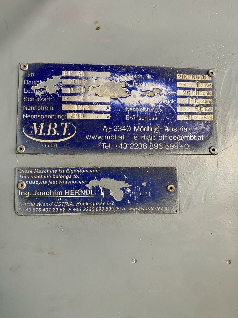 Presă De Balotat #MBT 40 To# Deșeuri #2009