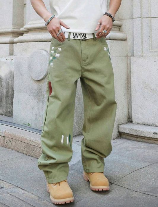 Нови военни дънки baggy панталони камуфлаж  Loose Fit Jeans карго Хл Л