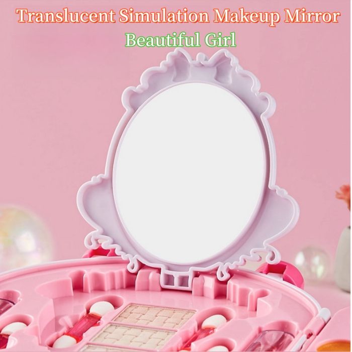 Trusa machiaj copii model gentuta cu maner si funda Rubin, Roz