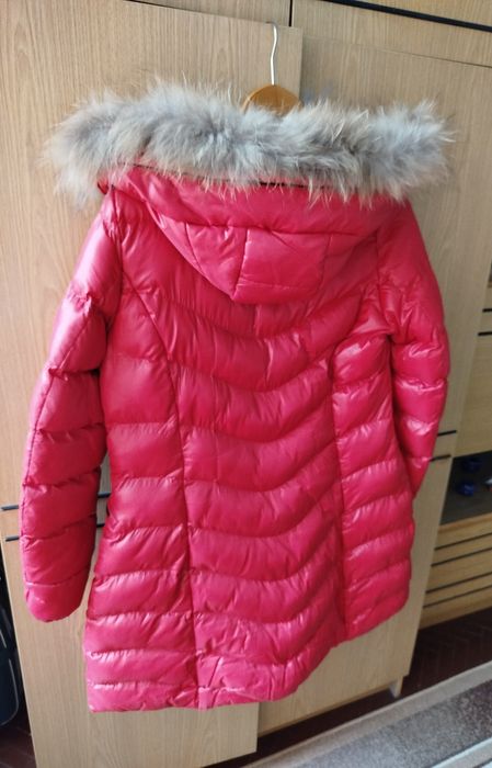 Червена шуба с пух