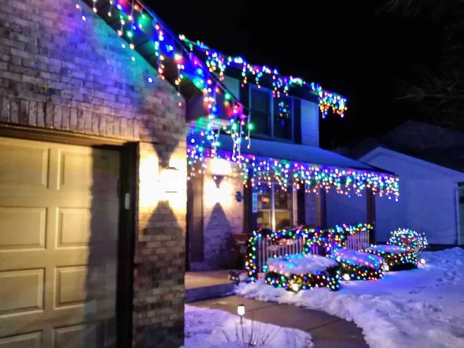 Професионални външни коледни лампи LED завеса флаш ефект студено бяла