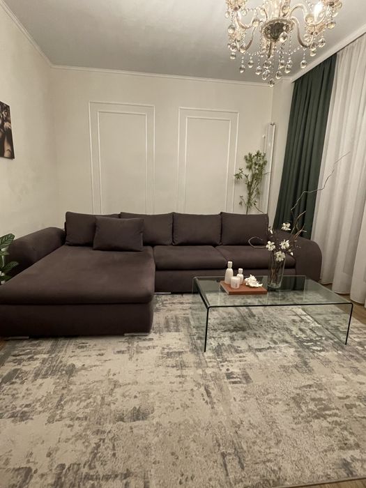 Canapea gri extensibilă cu șezlong SX– stare buna