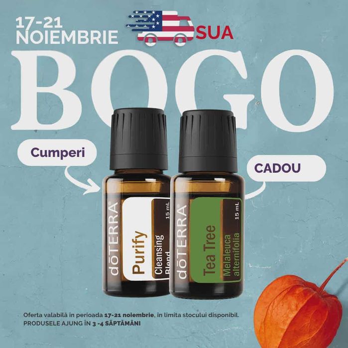 Doterra Bogo SUA Purify 15ml + Tea Tree 15ml purificator,antibacterian
