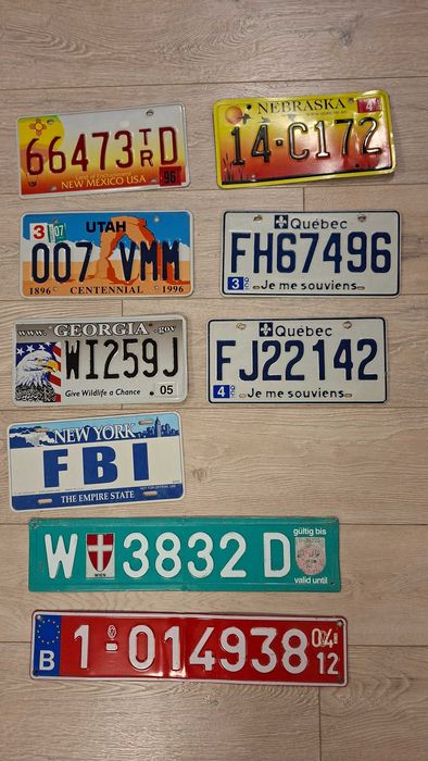 Автомобилни номера САЩ за украса,колекция-сет 9 бр.