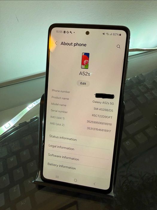 Samsung A52s 5G, 128GB, black, dual sim – ca nou, cutie + încărcător