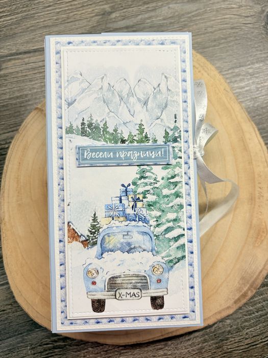 Коледни картички с шоколад Merci