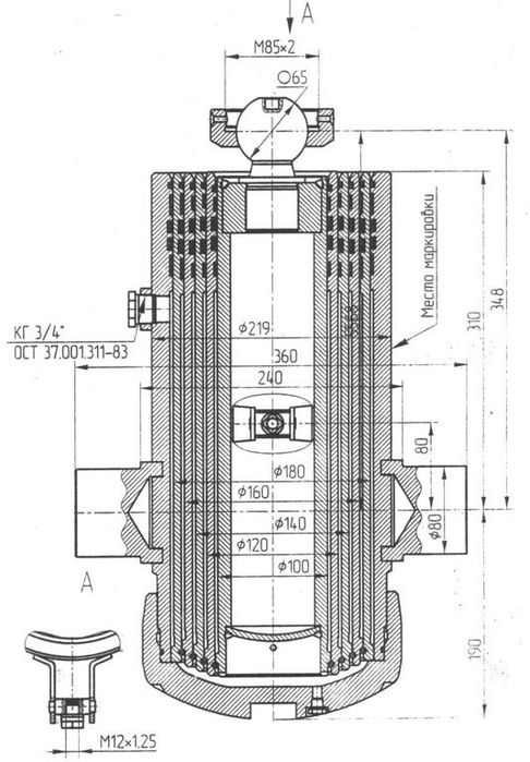 Цилиндр подъёма кузова прицеп МАЗ 6501 пяти штоковый