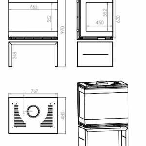Semineu metalic pe lemne Scandinavian 75