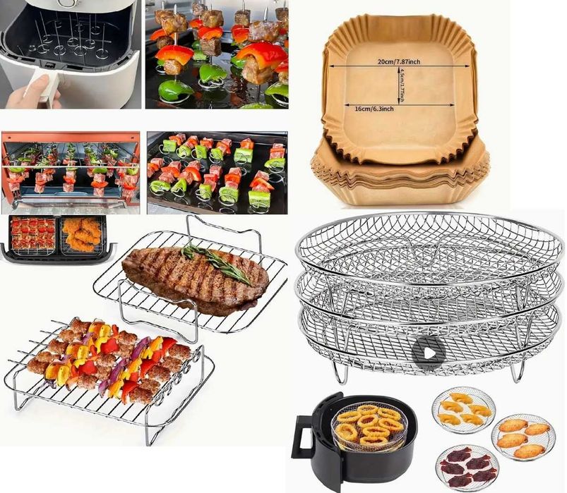 Airfraier, FRITEUZA, aparat cu aer cald 6L 1350W plus set accesorii