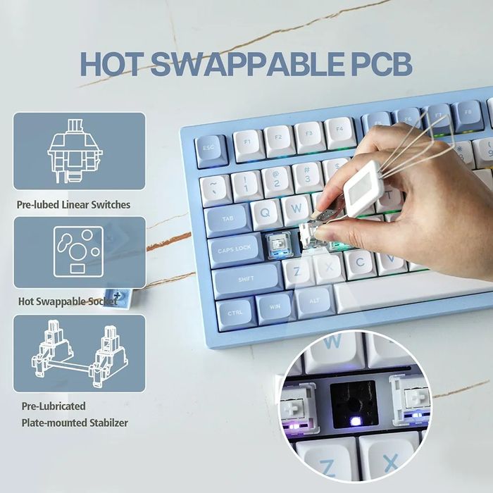 База за механична клавиатура EPOMAKER x Feker Galaxy80 с подарък кабел