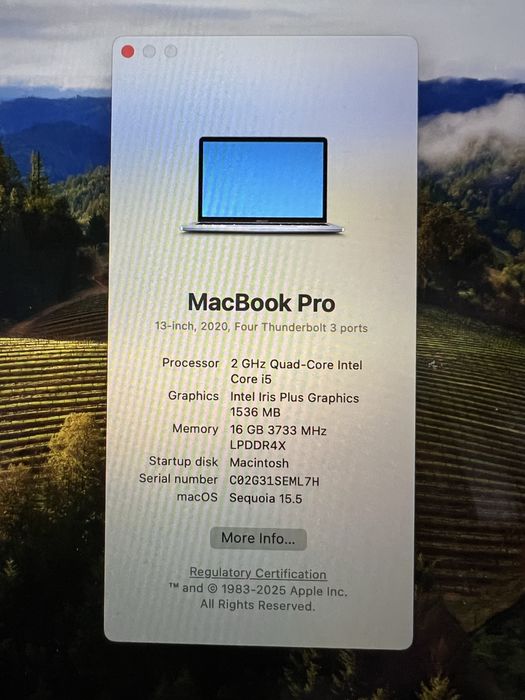 Placa de baza Macbook Pro 13 2020 A2251  i5 2.0 16GB 512SSD
