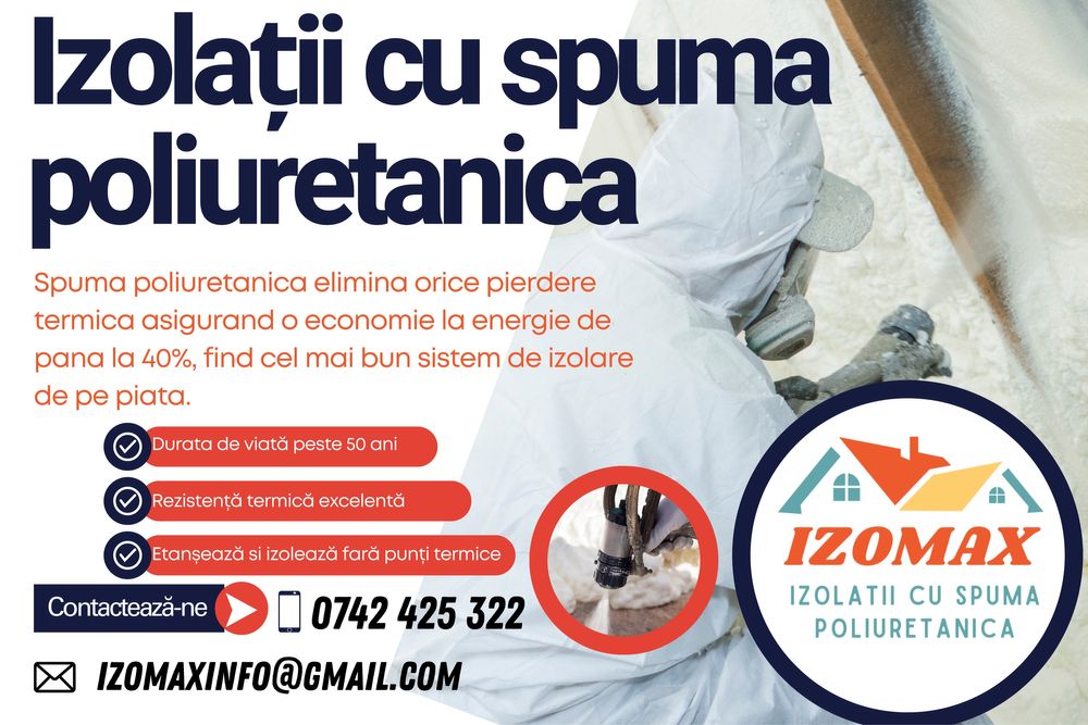 IZOMAX Izolatii cu spuma poliuretanica premium(mansarde, poduri)