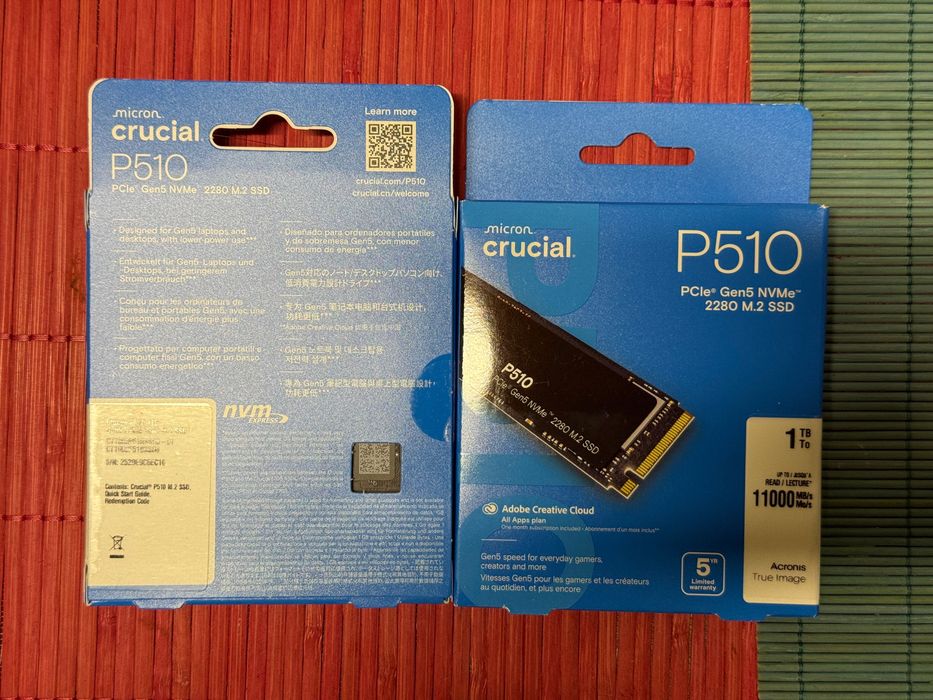 SSD Crucial P510 1TB M.2 NVMe Pciex 5 2280 11000/9500 MB/s - sigilat
