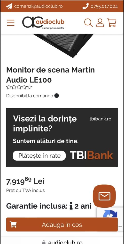 Boxe monitor MARTIN  LE100 nou - nu fbt dynacord ev jbl rcf