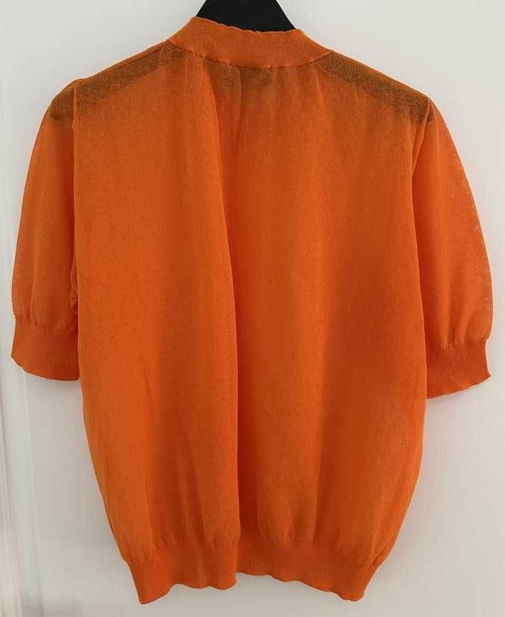 Блуза с къс ръкав MaxMara Studio Cotton organza jumper, размер L