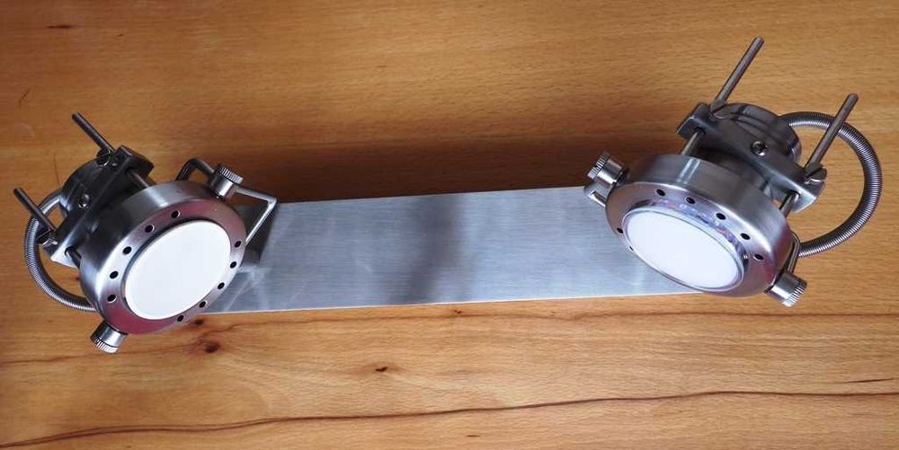 Двоен иноксов аплик (за стена или таван) с индустриален дизайн