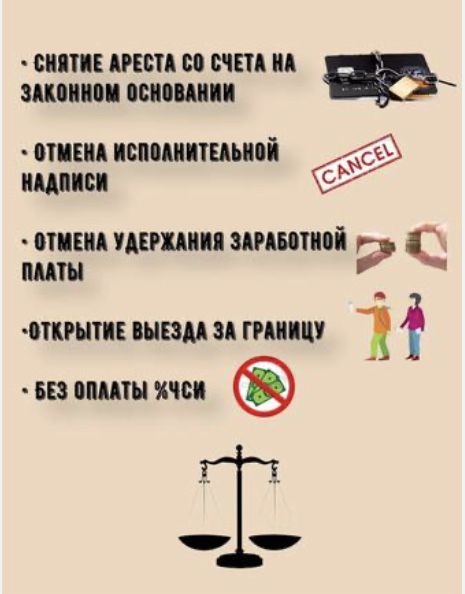 Сниму аресты разблокирую счета