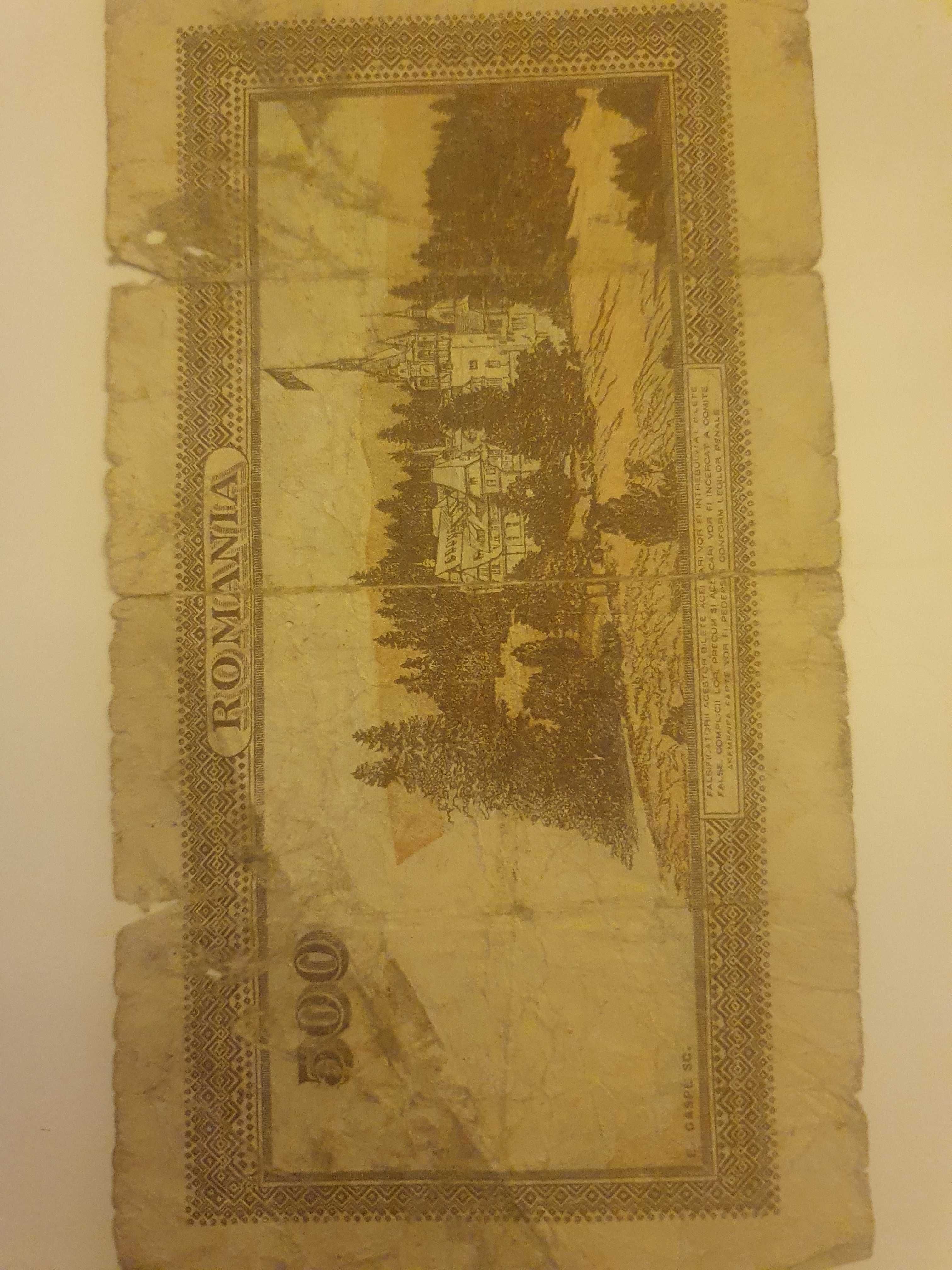 bancnota veche 500 lei si una de 50 pfennig