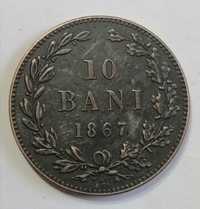 Moneda 10 bani 1867 rebatere moderna