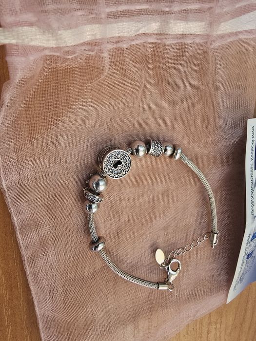 Сребърна гривна 17+5см