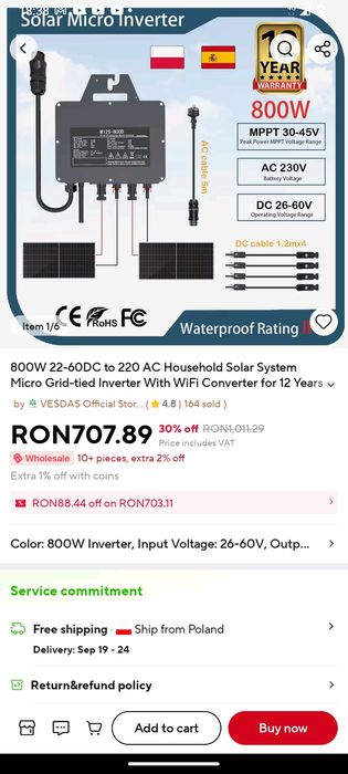 Microinverter 800 w pentru 2 panouri