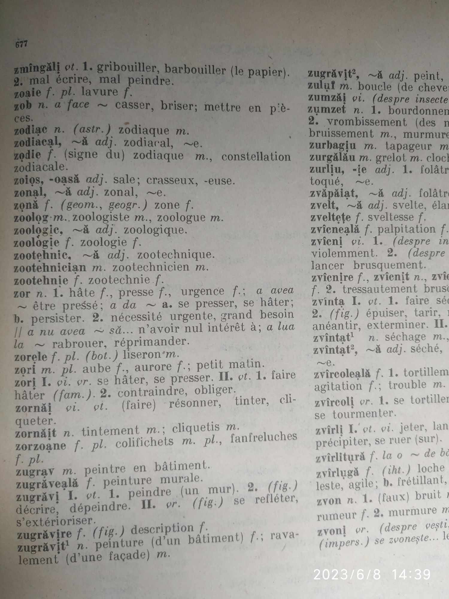 Dictionar Francez Roman, Roman Francez