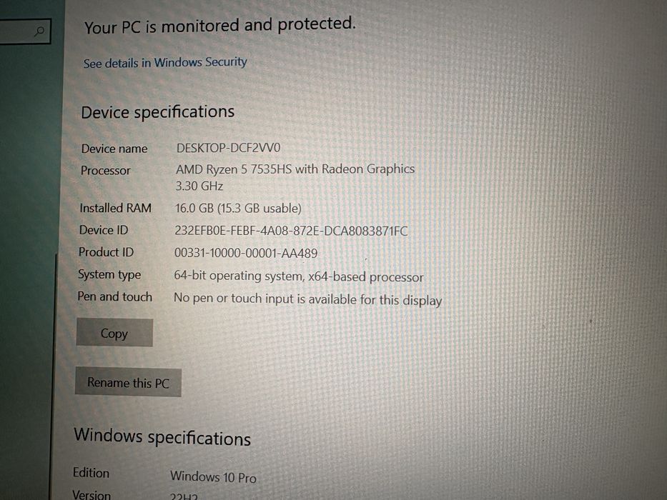 Vand leptop asus tuf amd ryzen 5 -7535.
