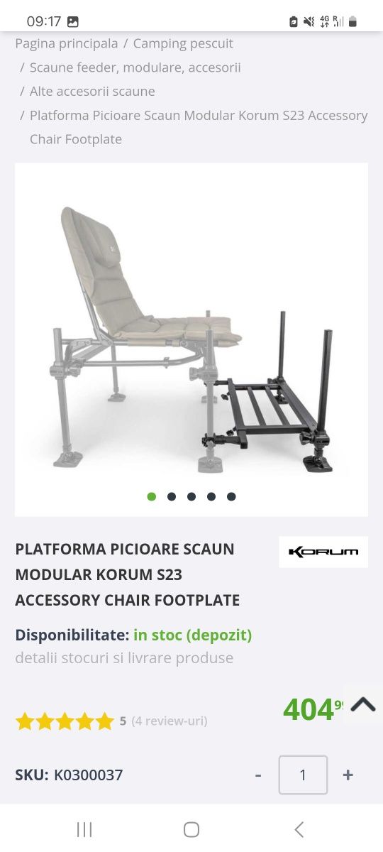 Scaun korum s23 deluxe + platforma + brat si suport preston+ husa
