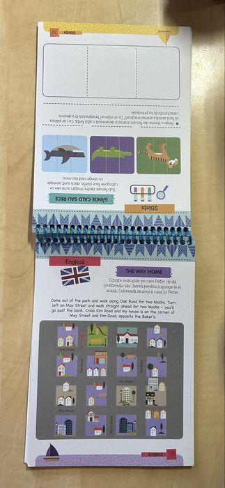 Caiet cu jocuri română și engleză, 8-9 ani