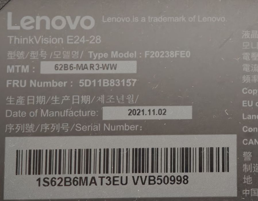 Monitor Lenovo ThinkVision E24-28 1080p - ca nou!